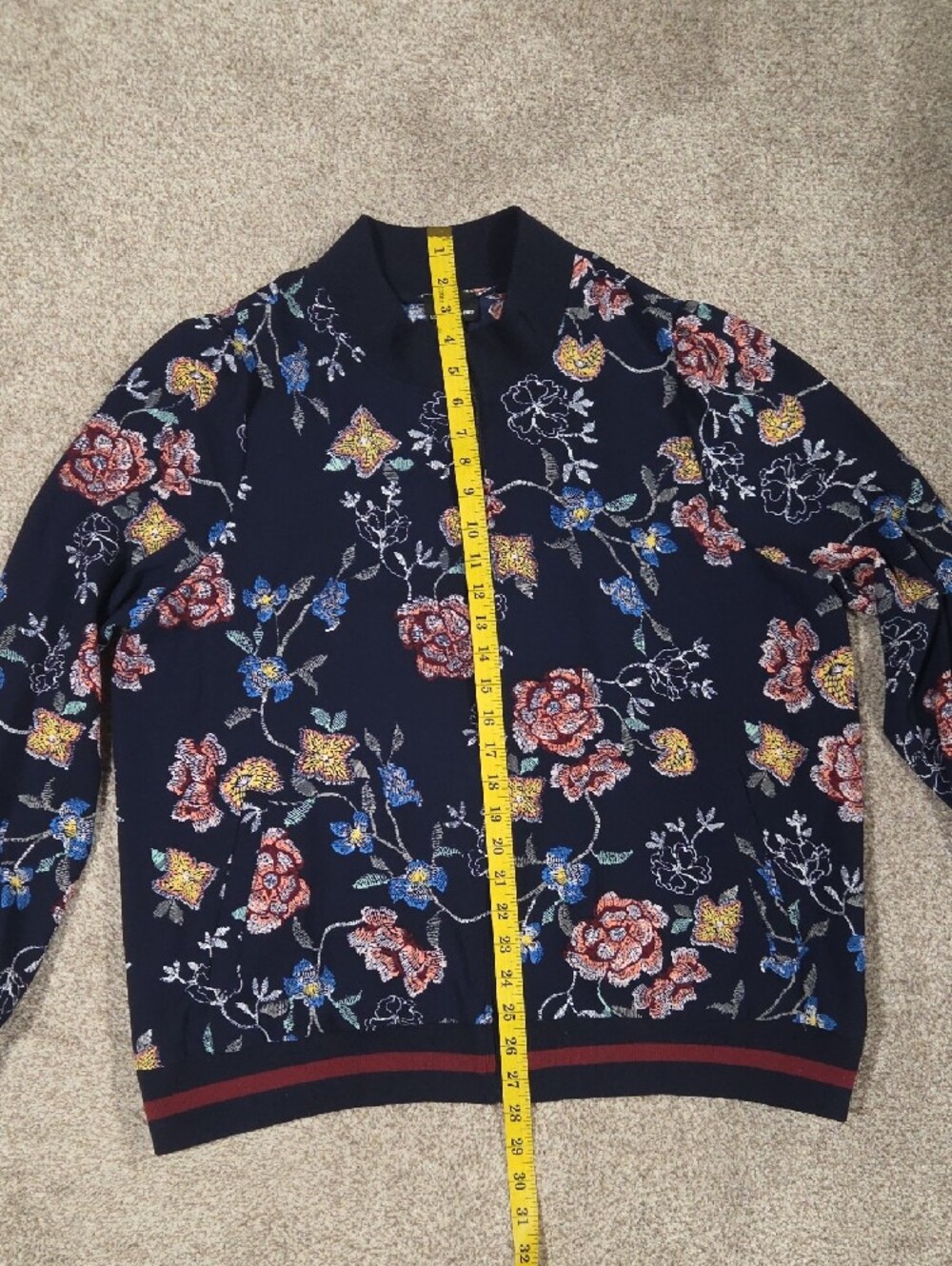 Love & Legend Navy Floral Bomber Jacket - Picture 4 of 7